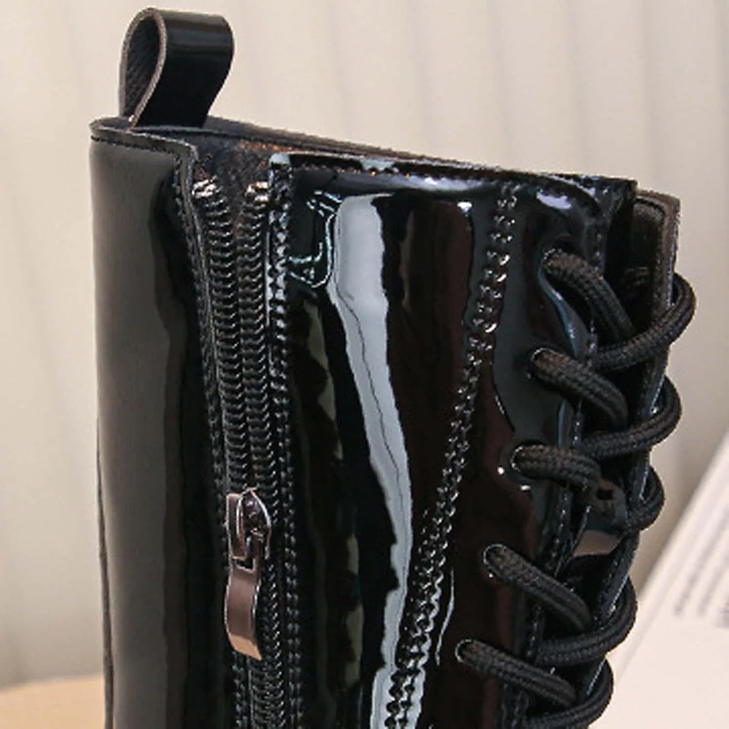 Детские ботинки для девочек на шнуровке с люверсами, модель Riding Boots, Zzalalana, Black — фото 4