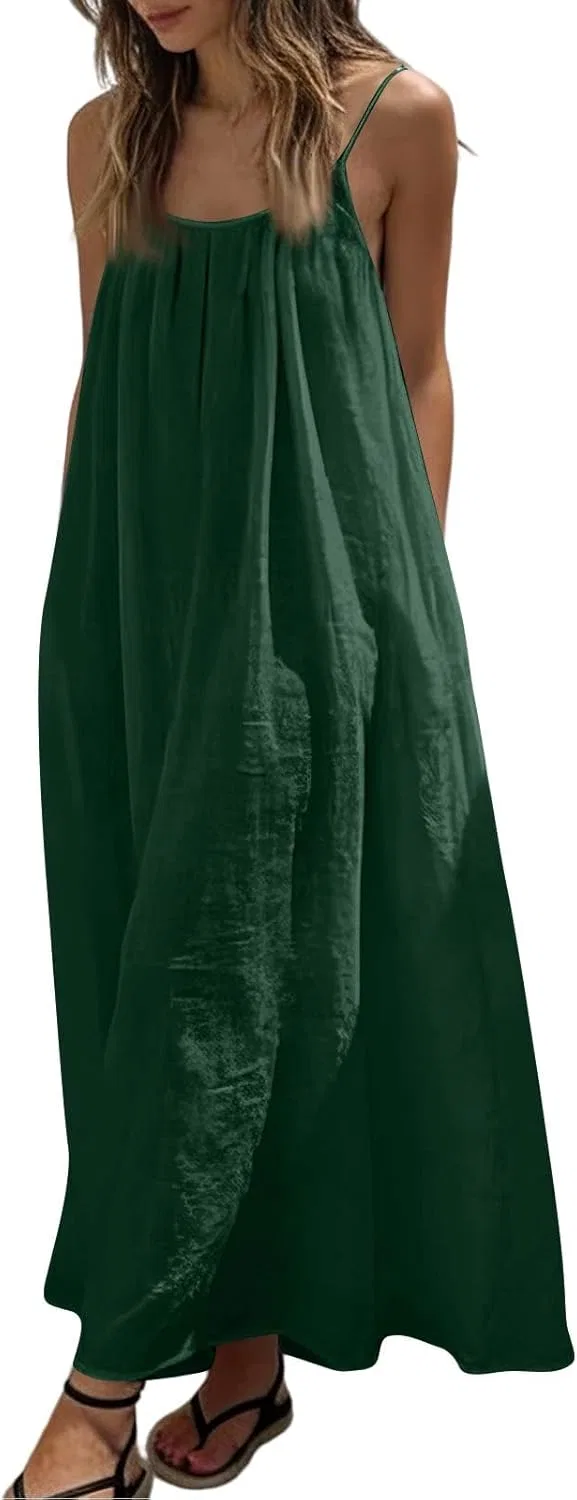 Женское платье-комбинация с открытой спиной Cami Lounge, Dark Green — фото 4