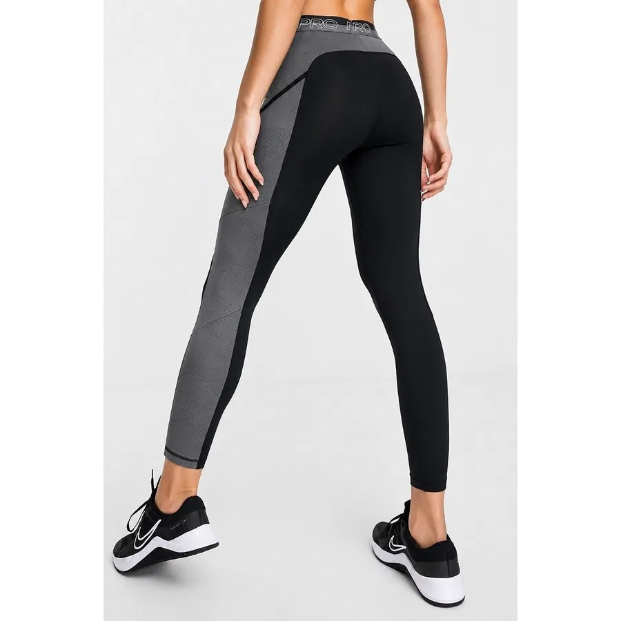 Леггинсы спортивные с высоким поясом и карманами Nike Pro High Rise 7/8 Training Leggings With Pockets, Черный — фото 2