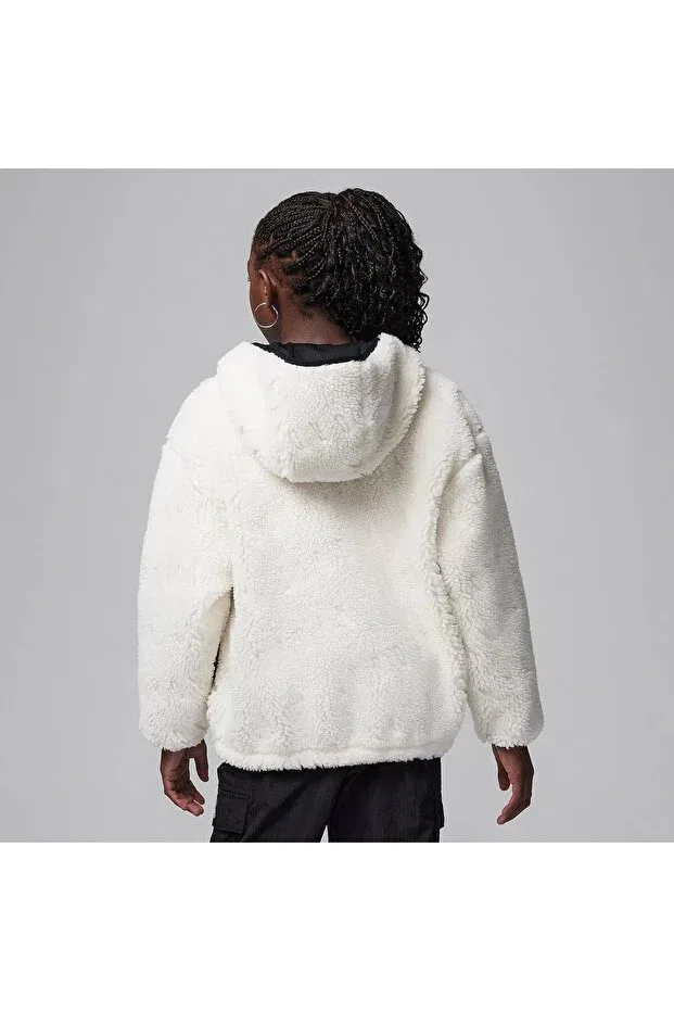 Детские свитшот для девочек с принтом Jordan Jacquard Sherpa Nike, White — фото 2