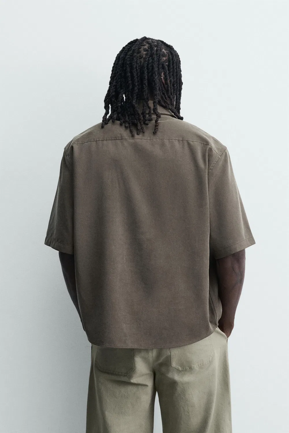 Свободная, струящаяся рубашка ZARA, mink brown — фото 3