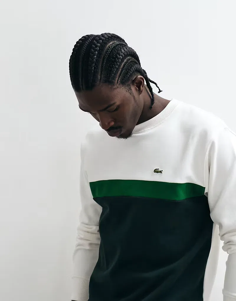 Свитшот цветоблочный Lacoste, зеленый — фото 4