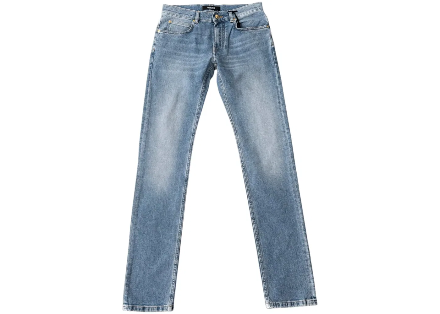 Мужские джинсы прямого кроя с вышитым логотипом Versace, Washed Light Blue