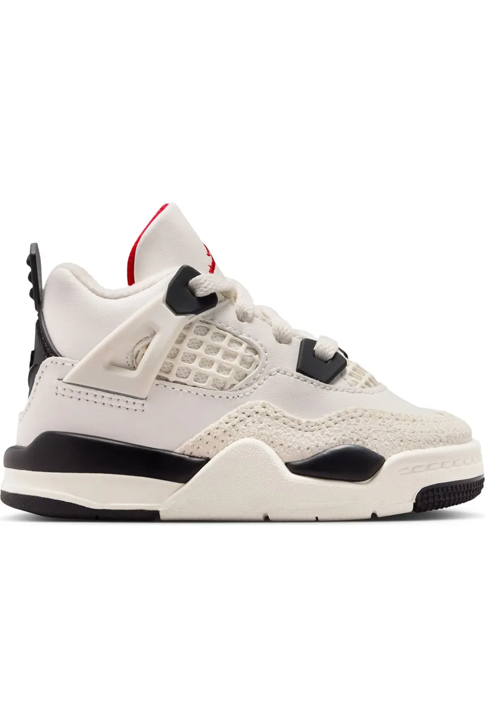 Детские кроссовки баскетбольные ретро Air Jordan 4 Retro, Sail/Black/University Red — фото 3