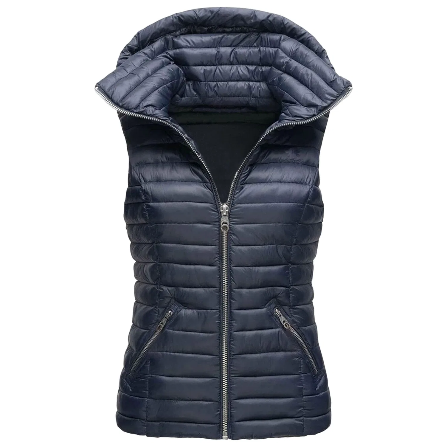 Женский легкий безрукавный жилет с капюшоном, Blu navy