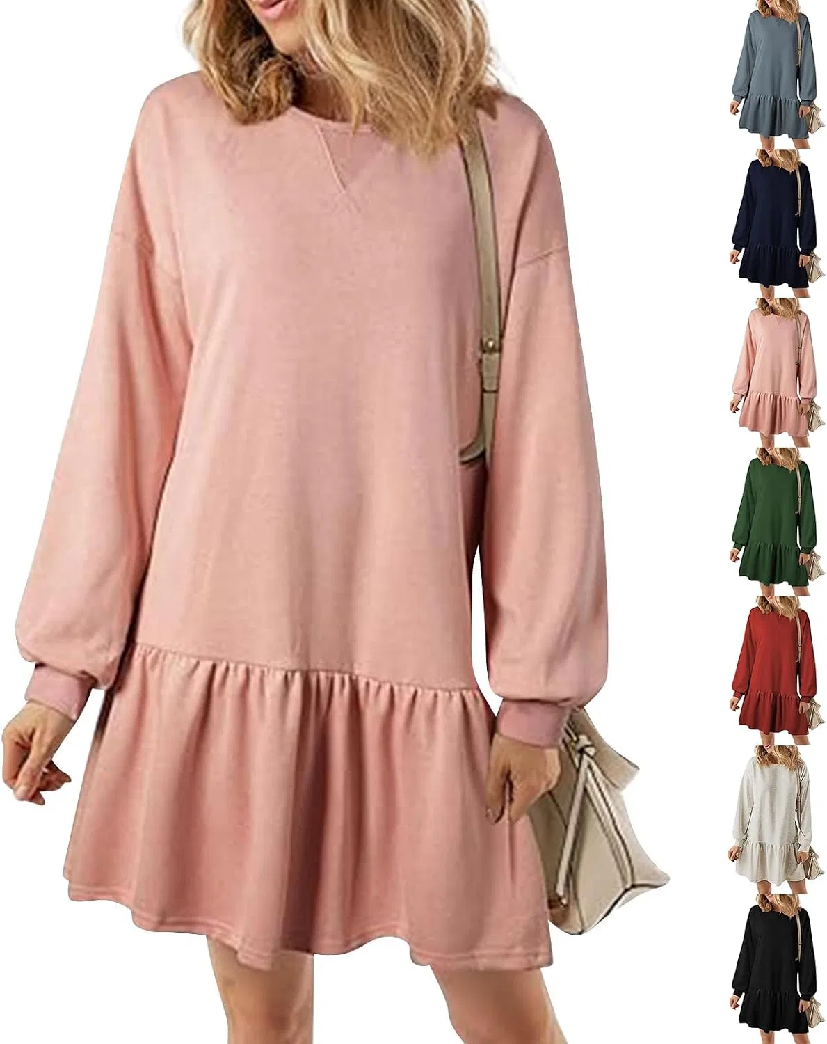Женское платье-свитшот с пэчворком Casual Flowy Mini, Pink