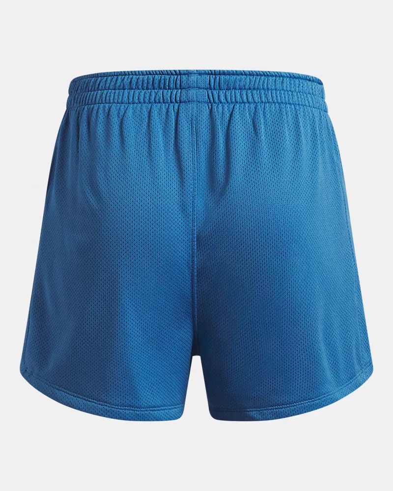 Шорты с длиной по внутреннему шву 6 см из дышащей двойной сетки UA Tech Mesh Play Up UnderArmour, Aegean Blue/White — фото 2
