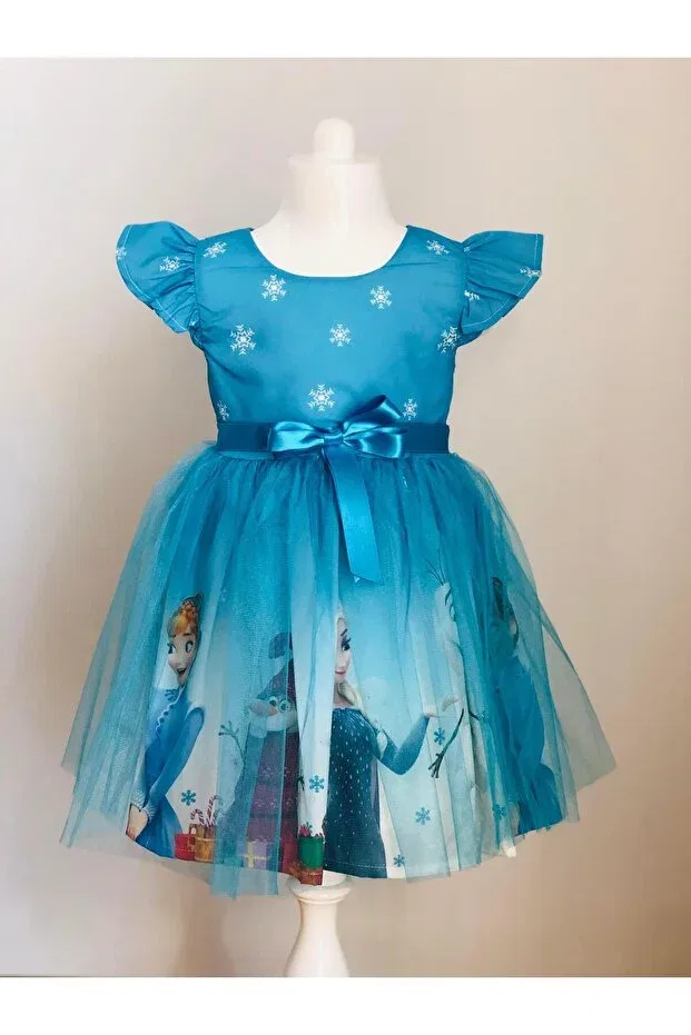 Детское платье для девочек с принтом Character printed Buse&Eylül Bebe, Blue