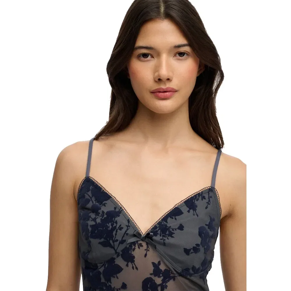 Топ без рукавов Flocked Mesh Cami Superdry, синий — фото 3