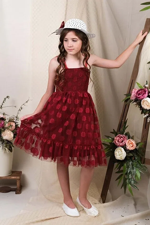Детское платье для девочек с принтом Mnk Baby&Kids, Burgundy