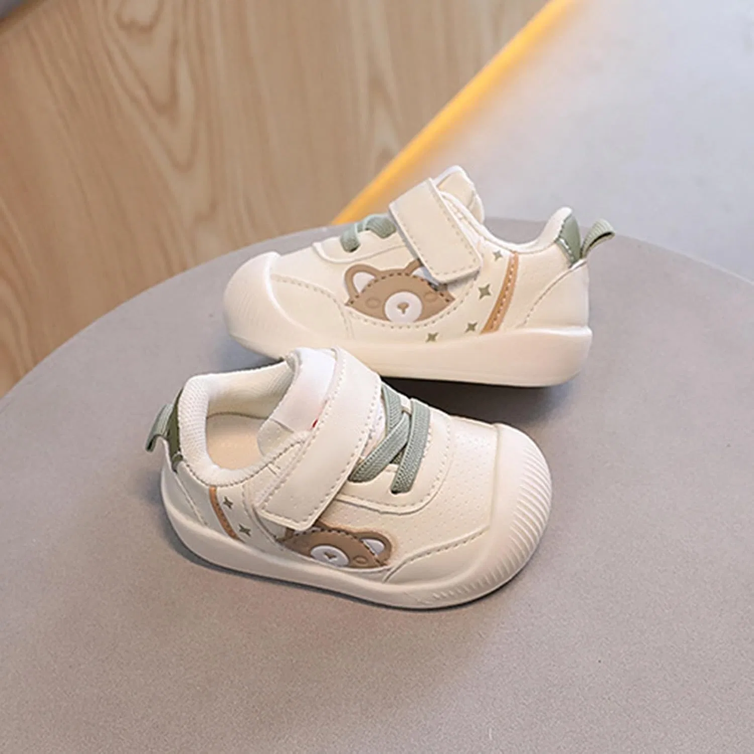 Детские кроссовки для мальчиков с принтом животных First Walking Shoes, Green — фото 3