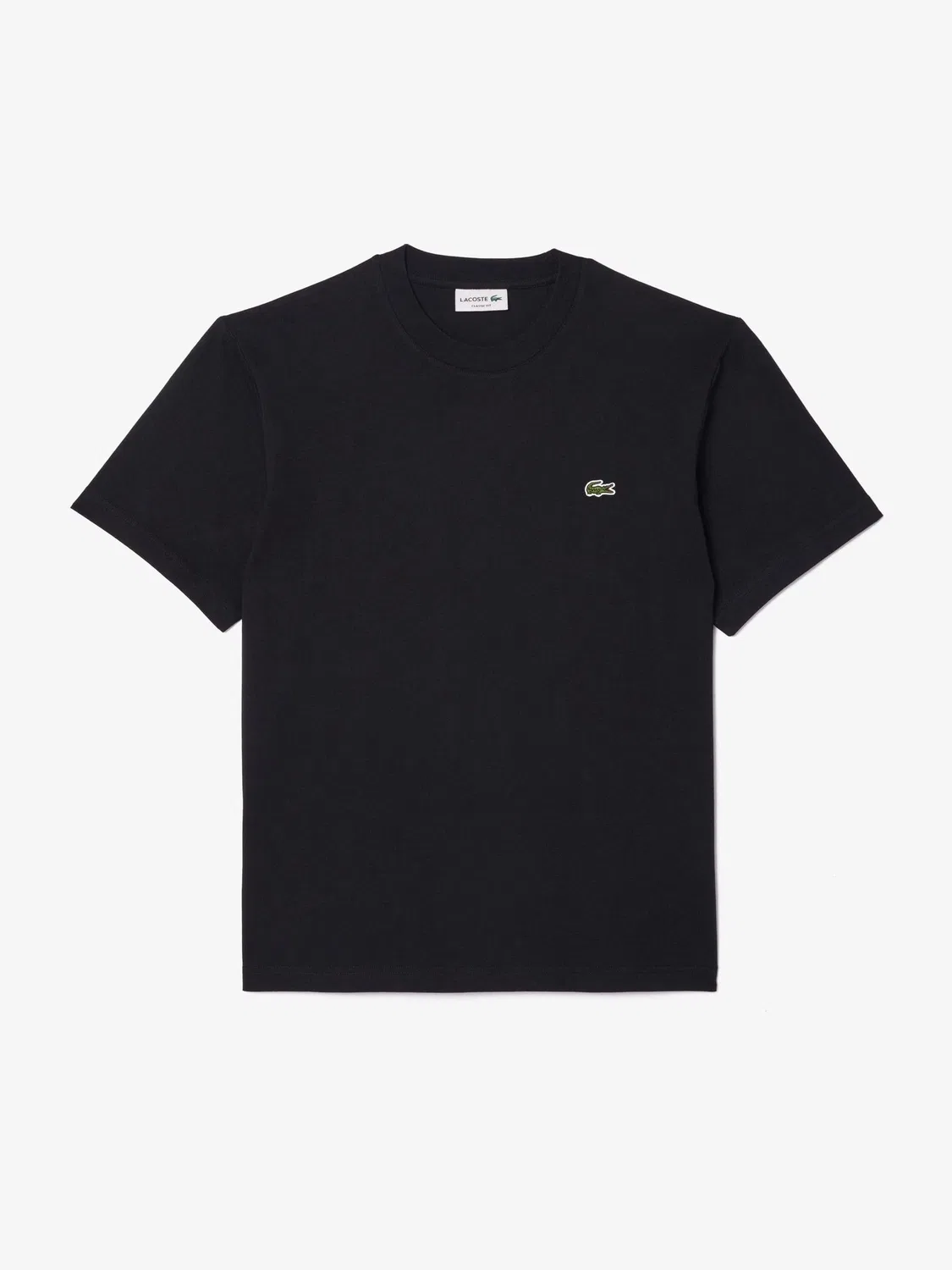Lacoste Chrome Черная трикотажная хлопковая футболка среднего веса свободного кроя — фото 4