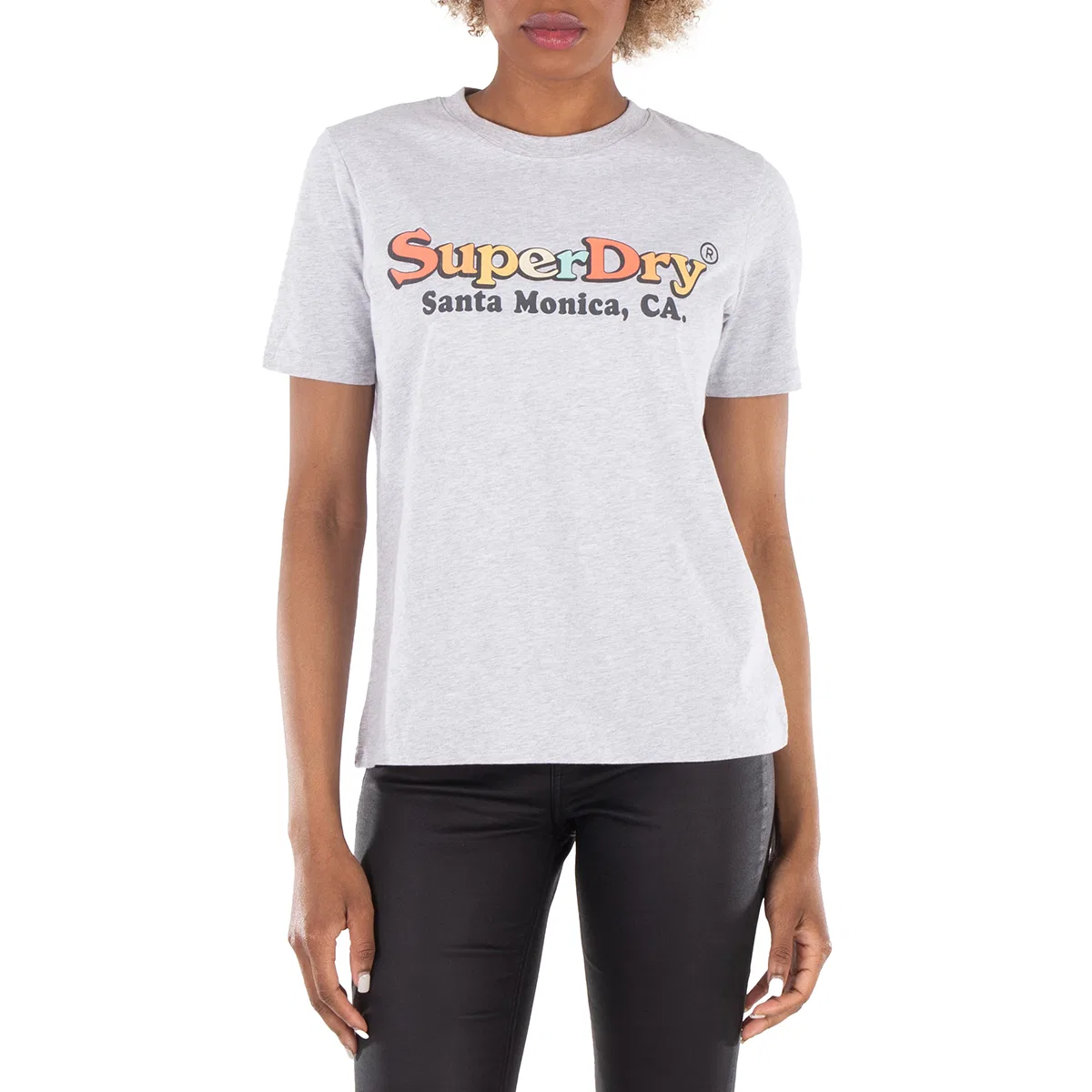 Футболка женская с принтом Rainbow Logo Cotton Superdry, Grey Marl
