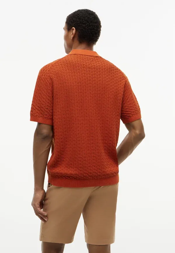 Поло хлопковое Gmd structure ss polo - garment dyed Tommy Hilfiger, Rusty Ochre — фото 3