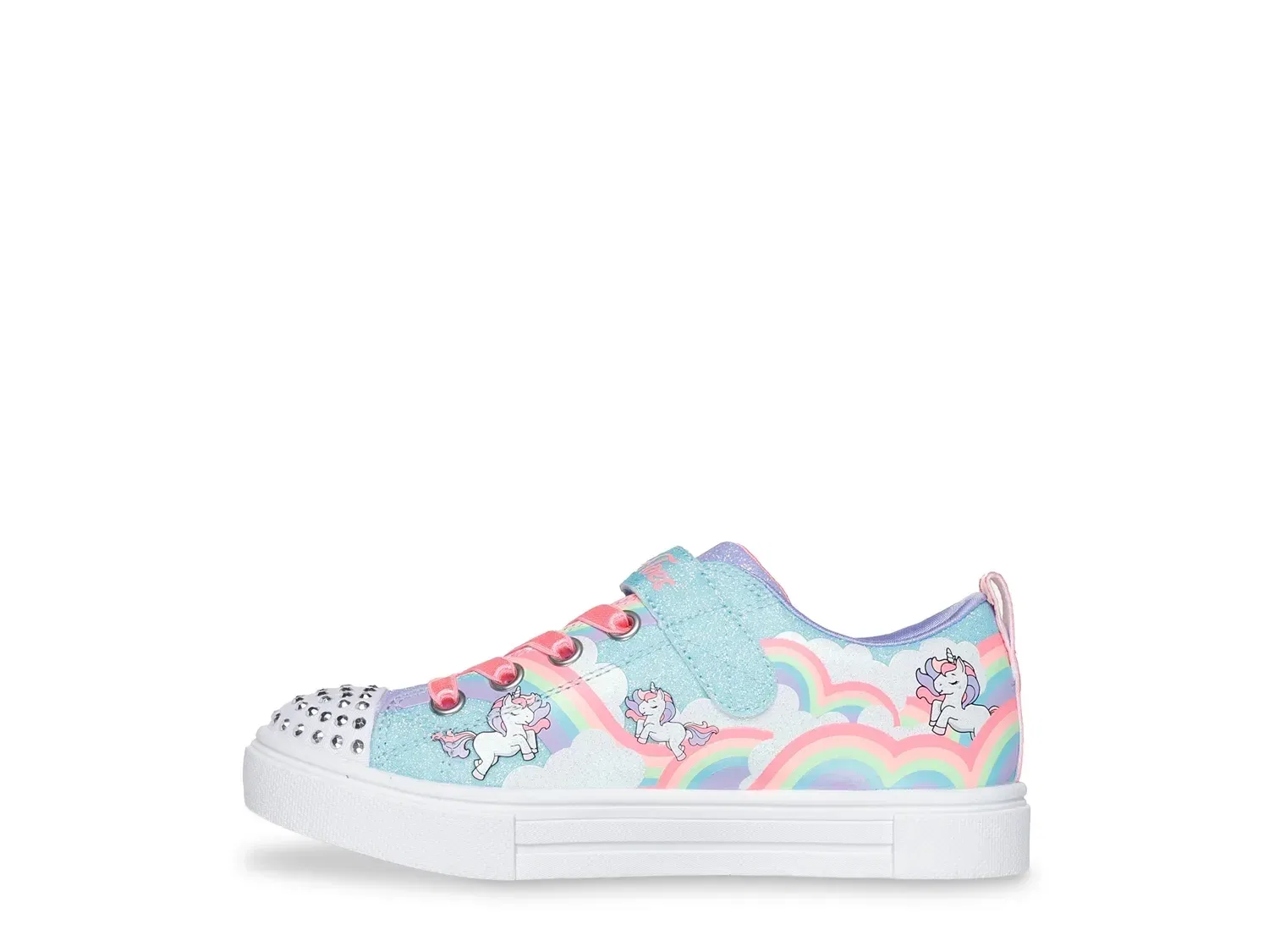 Кроссовки детские с подсветкой Twinkle Sparks Jumpin' Clouds Skechers, бирюзовый — фото 2