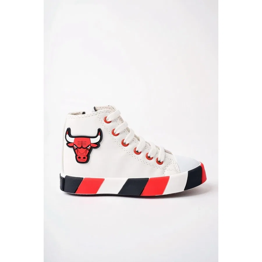 Кроссовки повседневные с ортопедической стелькой и подсветкой Sportmix Chicago Bulls Lescon, Бело-черно-красный — фото 2
