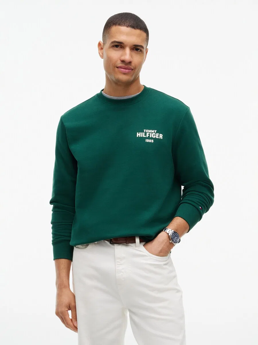 Толстовка TOMMY HILFIGER '1985' изумрудного цвета — фото 2