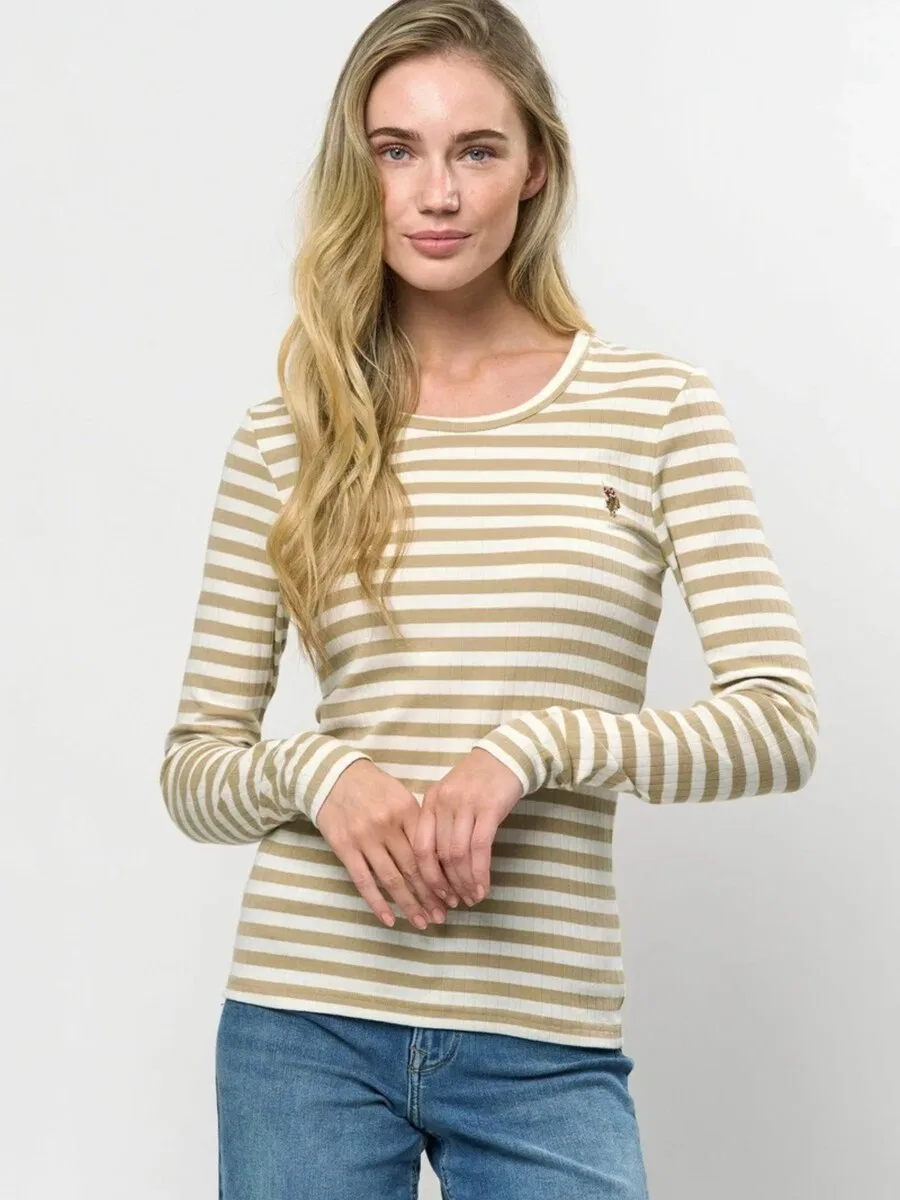 Футболка U.S. Polo Assn. 'UWChanett', тростниковый/белый — фото 3