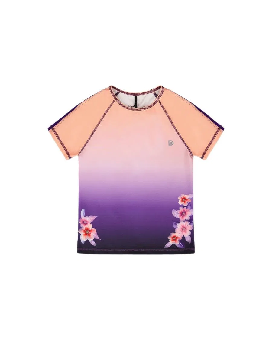 Спортивный топ с коротким рукавом с градиентом Deux par Deux, Pink To Black Gradient
