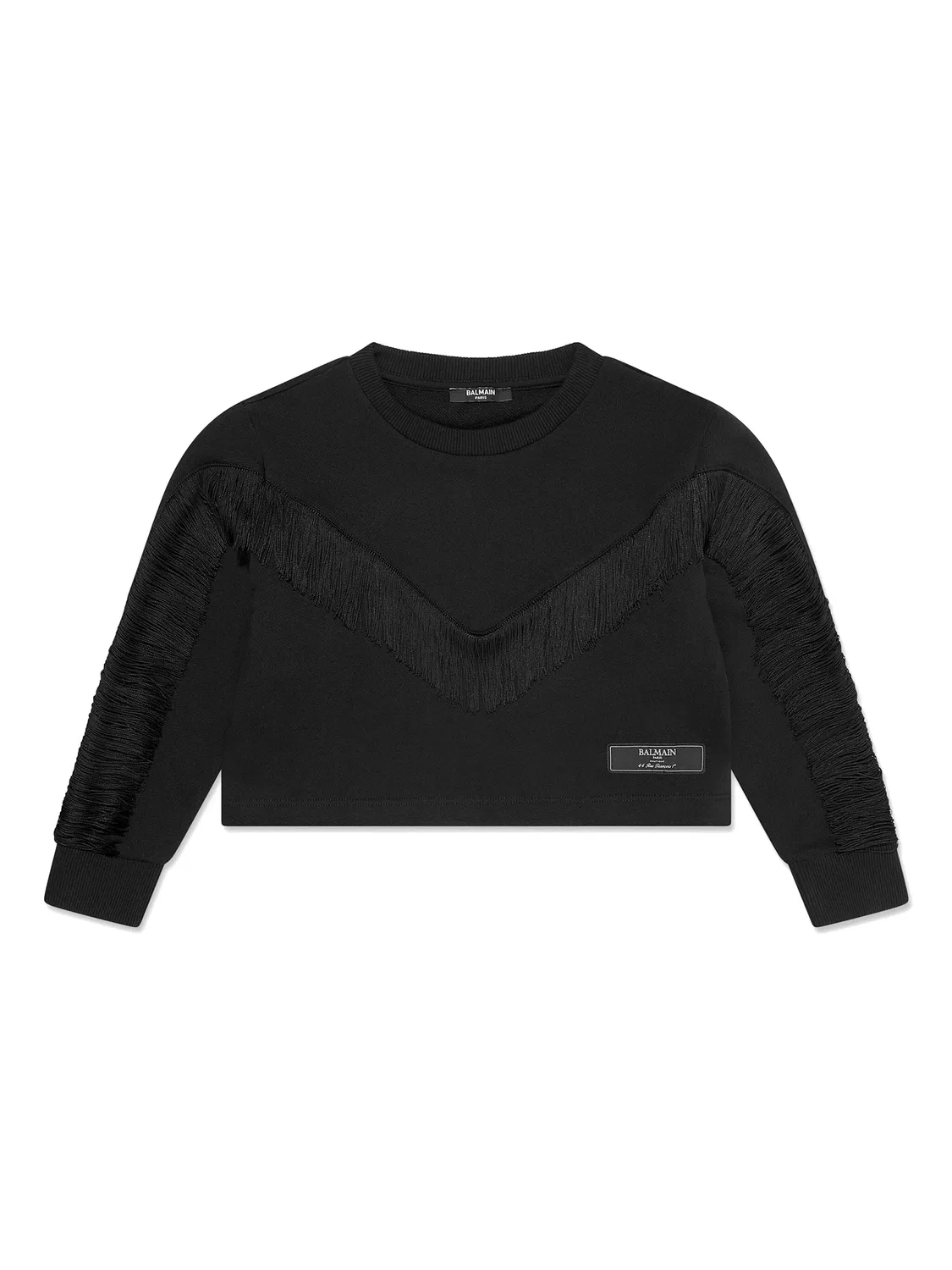 Свитшот с украшением из кисточек Balmain, черный