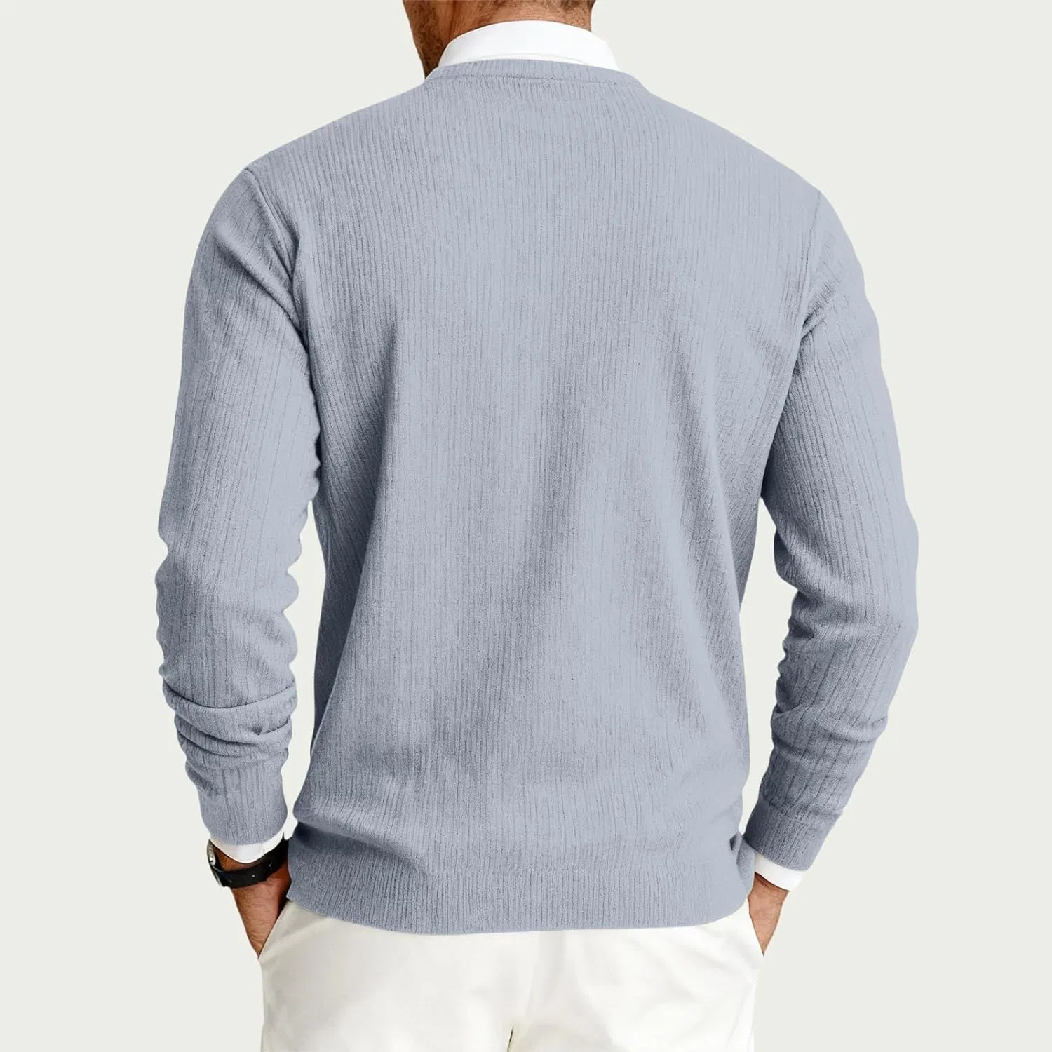 Женская футболка с длинным рукавом хенли Generic, Light Gray — фото 3