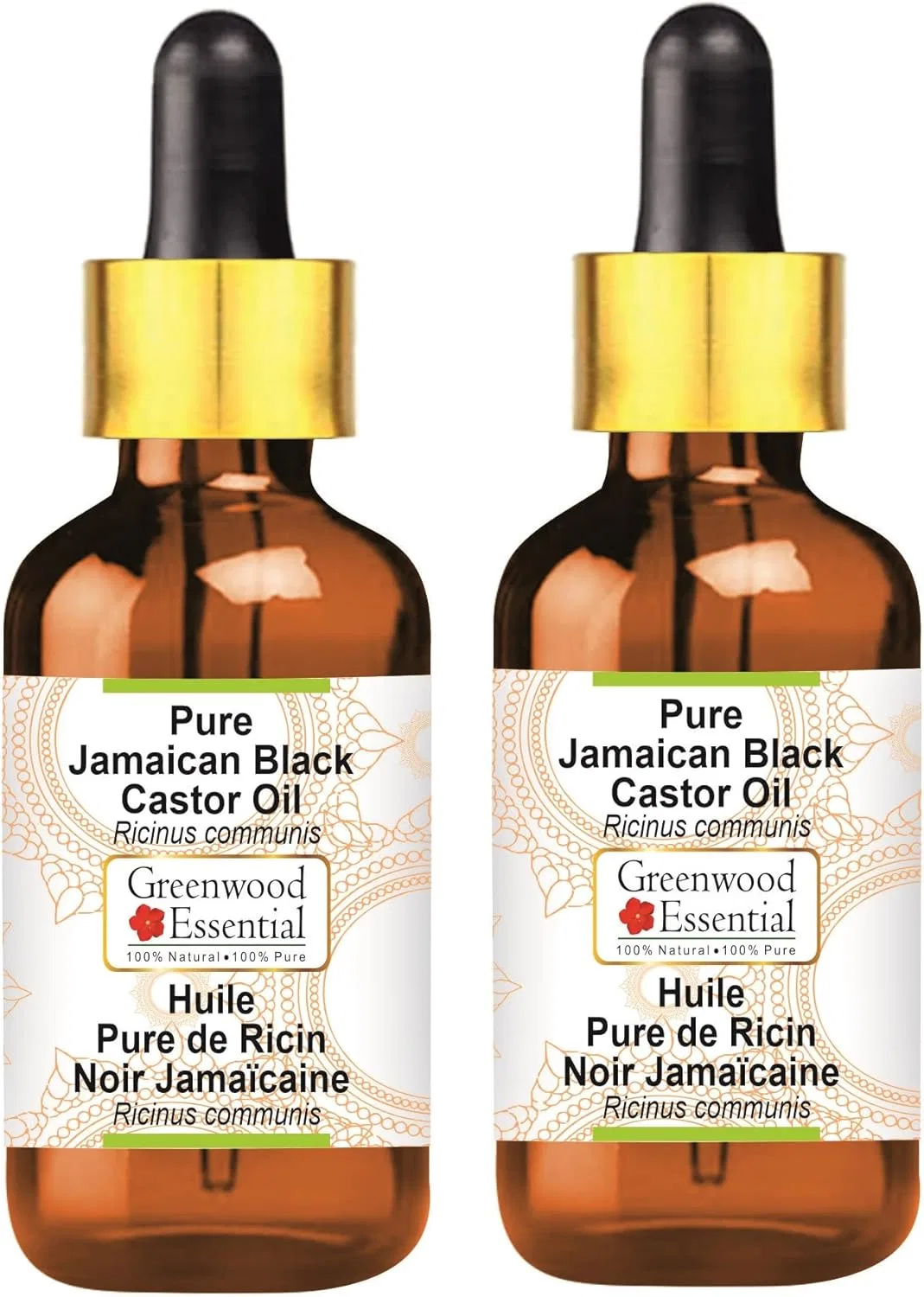 Масло касторовое чистое натуральное Jamaican Black Castor Oil, Greenwood Essential, 2 шт. по 100 мл