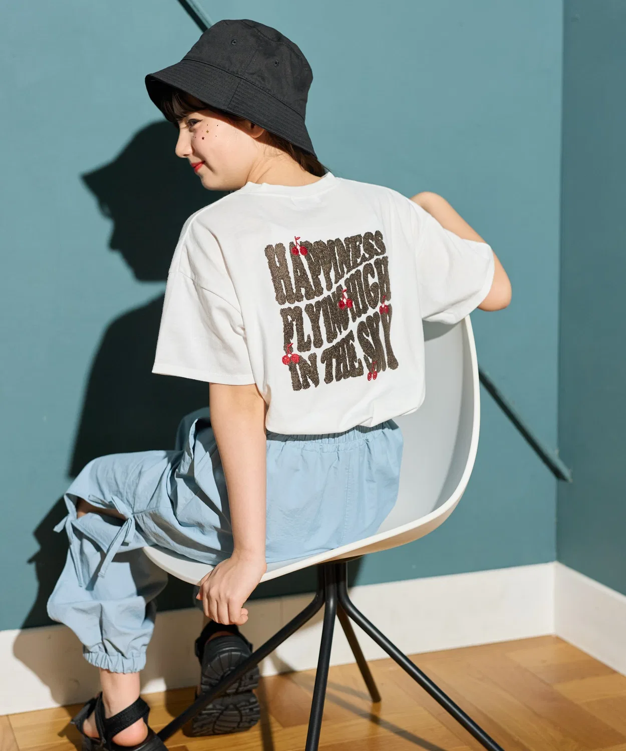 Детская футболка с принтом Sagara Cherry Logo Cross Marche, Off White