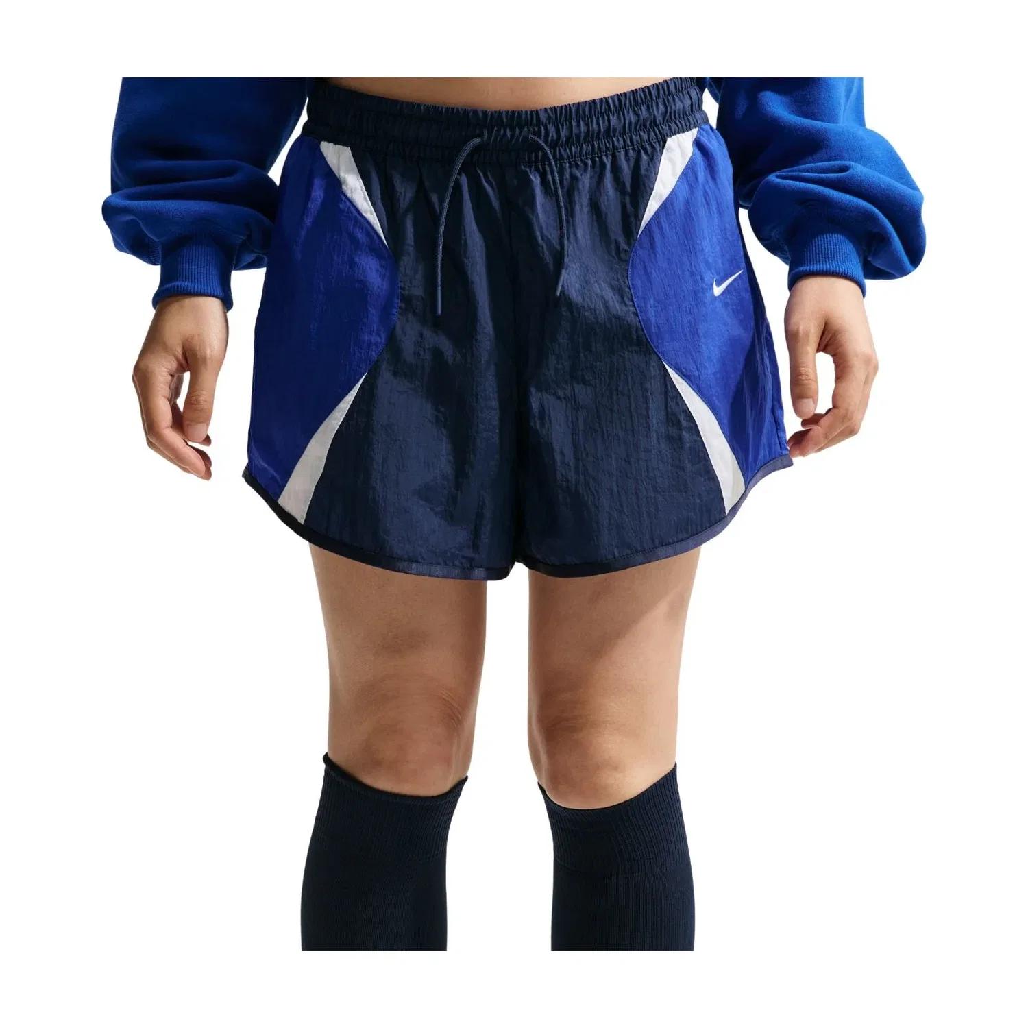 Женские шорты свободного кроя со средней посадкой Nike Sportswear Loose Mid-Rise Track Shorts, темно-синий — фото 3