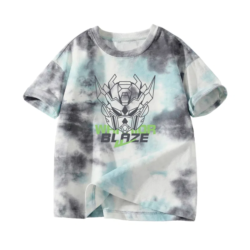 Детская футболка с круглым вырезом Green Gray/H Black Armor Head WARRIOR