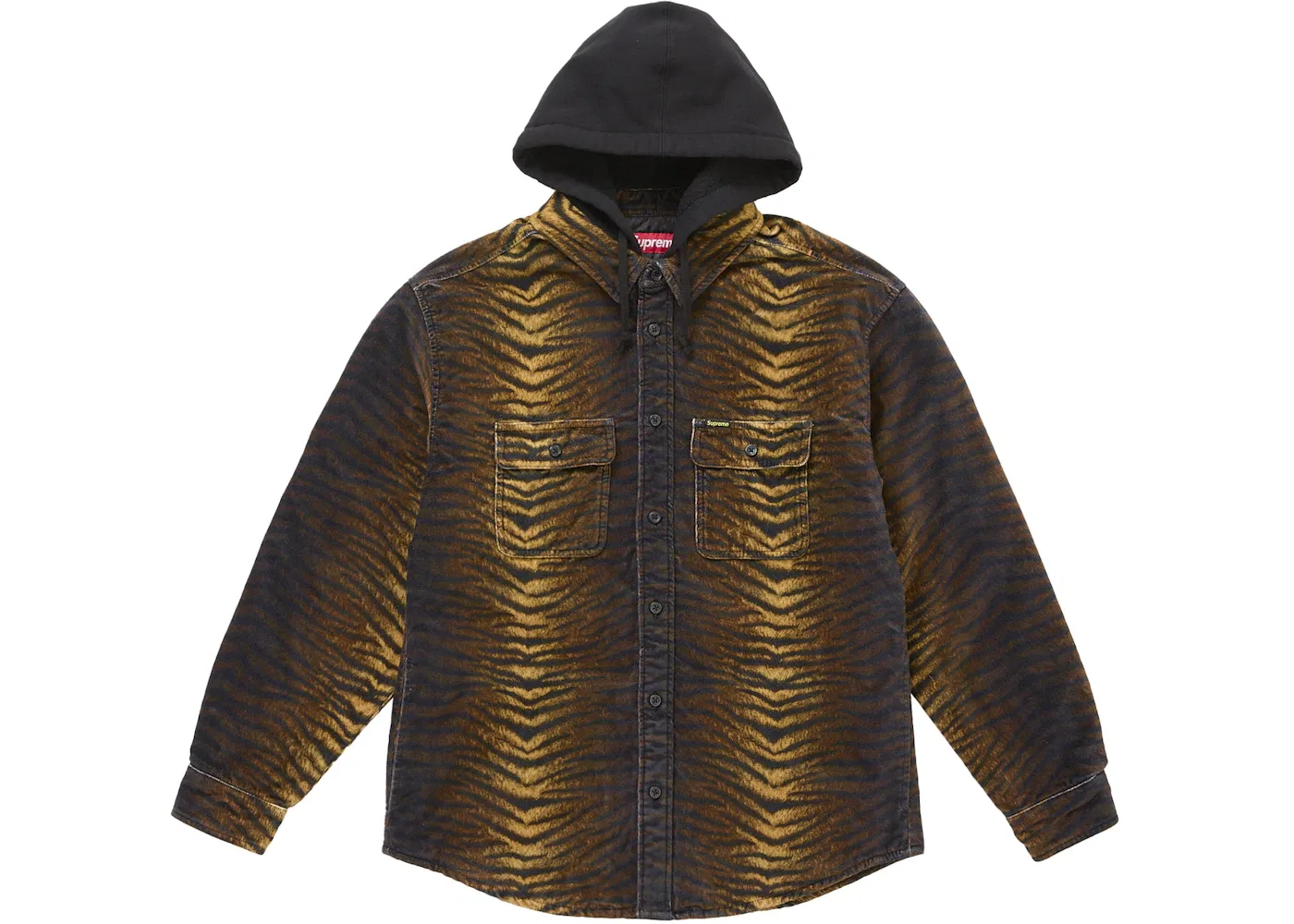 Мужская рубашка с капюшоном стеганая на подкладке Supreme Shirt, Tiger