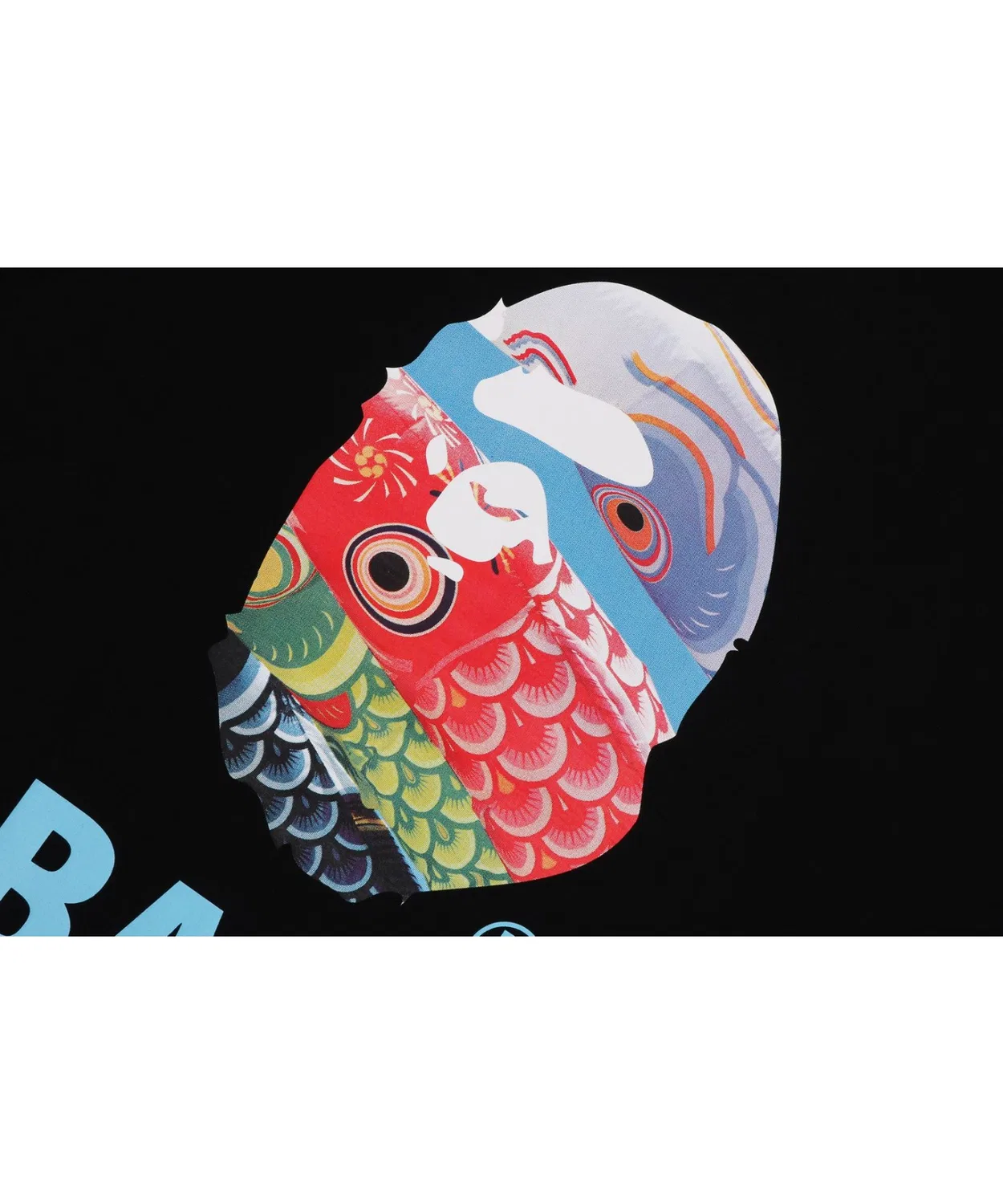 Детская футболка с принтом CARP STREAMER PHOTO APE HEAD TEE A BATHING APE, Черный — фото 3