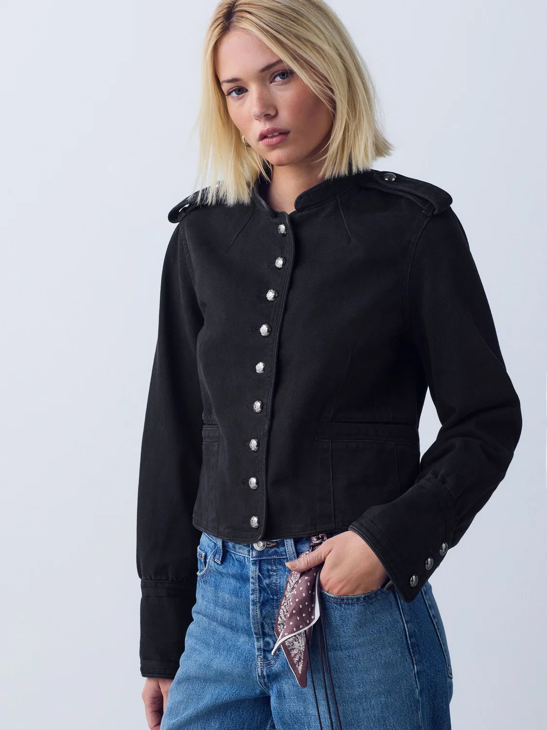 Куртка военная, Regular, Black Military Jacket Next, черный — фото 3