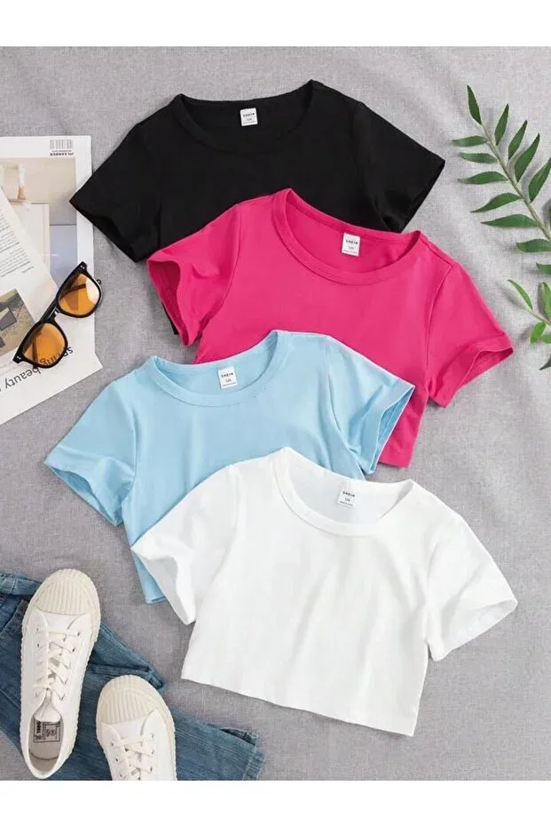 Женский комплект футболок с коротким рукавом Keywest, Black Pink Baby Blue White