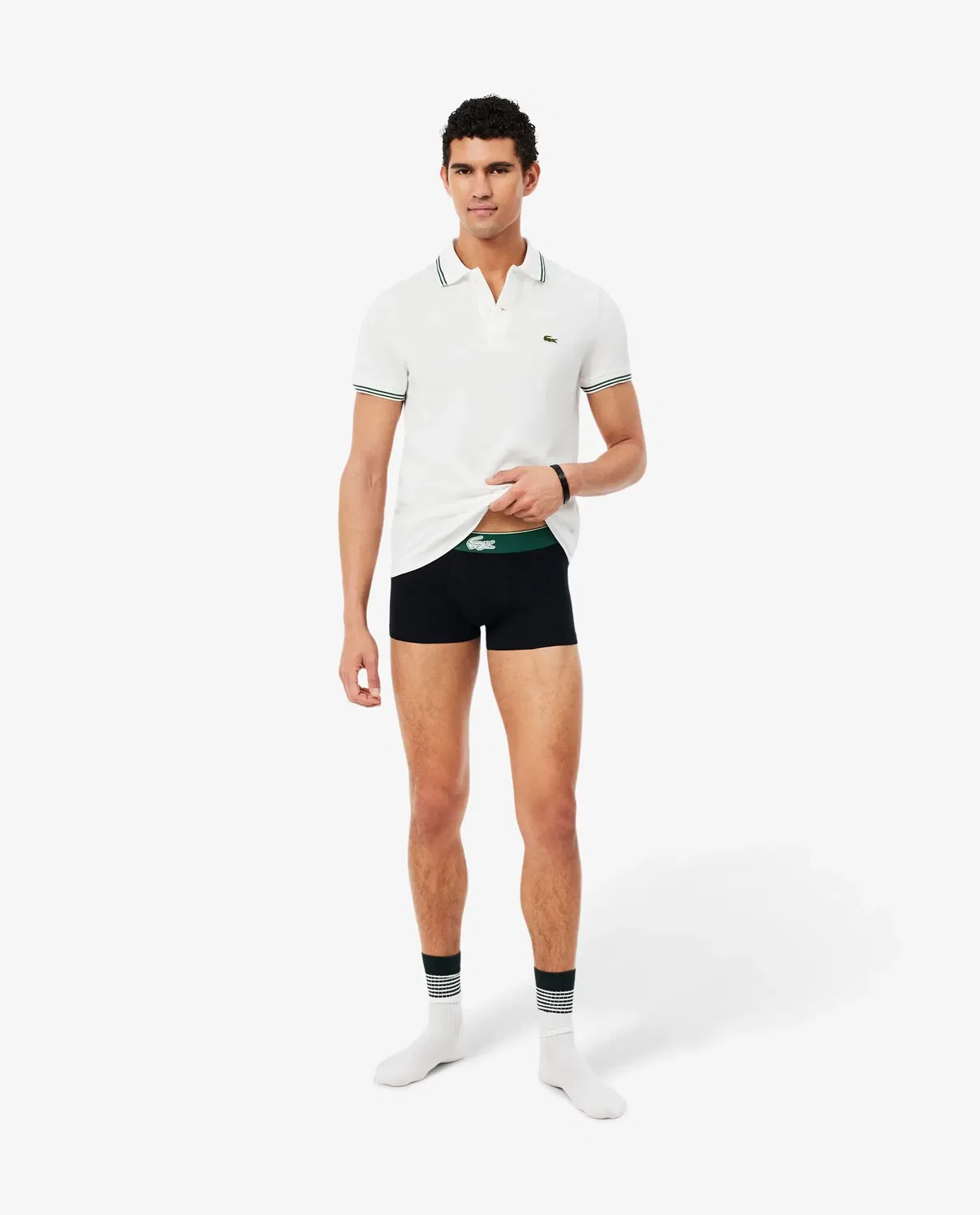 Мужские трусы-боксеры Lacoste, набор из 3 шт., эластичный хлопок, черный — фото 4