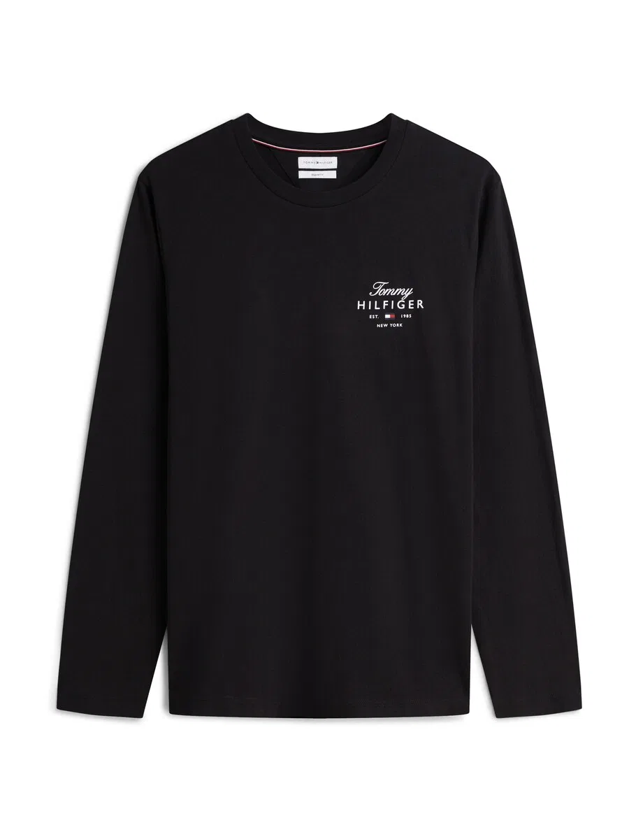 Футболка TOMMY HILFIGER с длинным рукавом и логотипом, черная