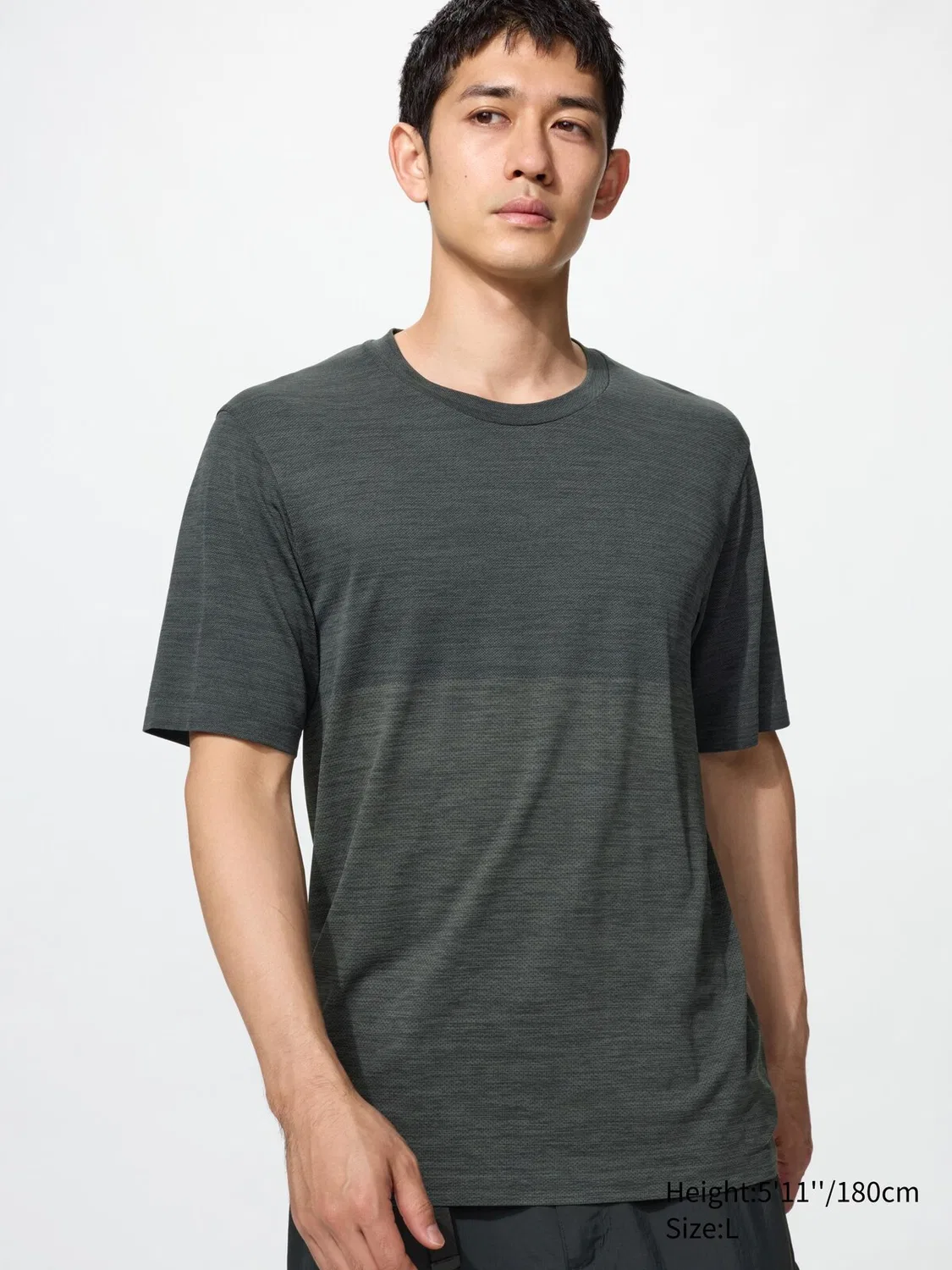 Футболка Uniqlo Dry-Ex, повседневная одежда, темно-серый