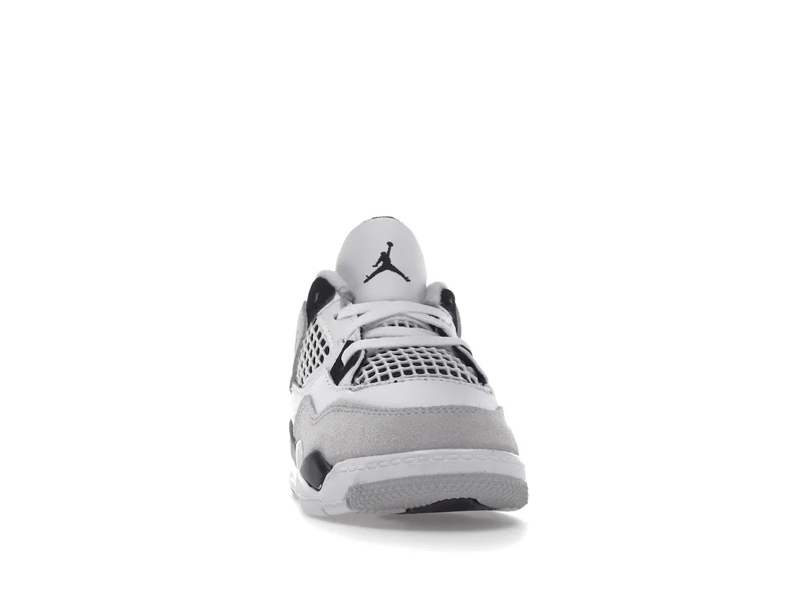 Детские кроссовки для мальчиков с принтом Jordan 4 Retro Military Black, White/Black-Neutral Grey — фото 2