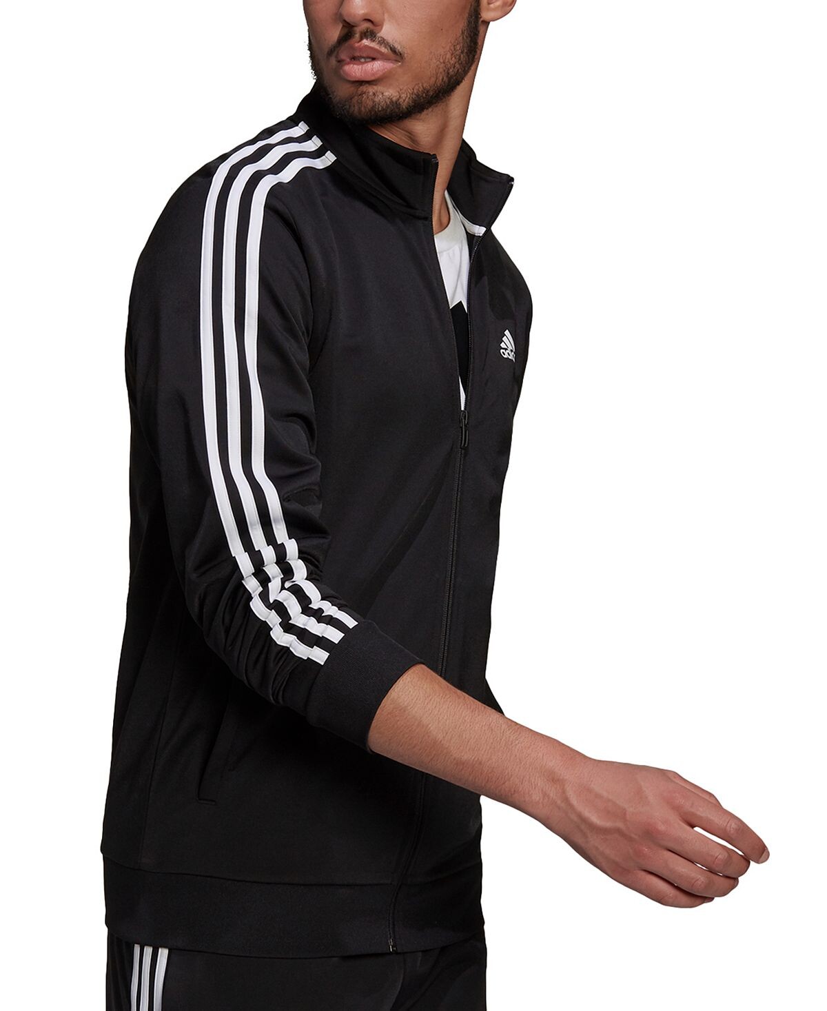 Мужская спортивная куртка из трикотажа adidas, черно-белый — фото 4