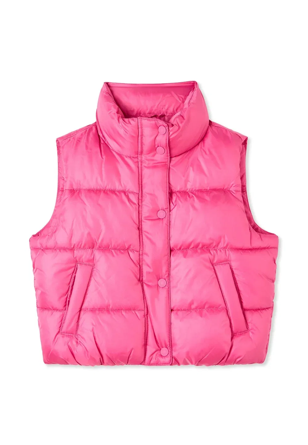 Gilet imbottito smanicato con Collo Alto - жилет Terranova, Fucsia Chiaro