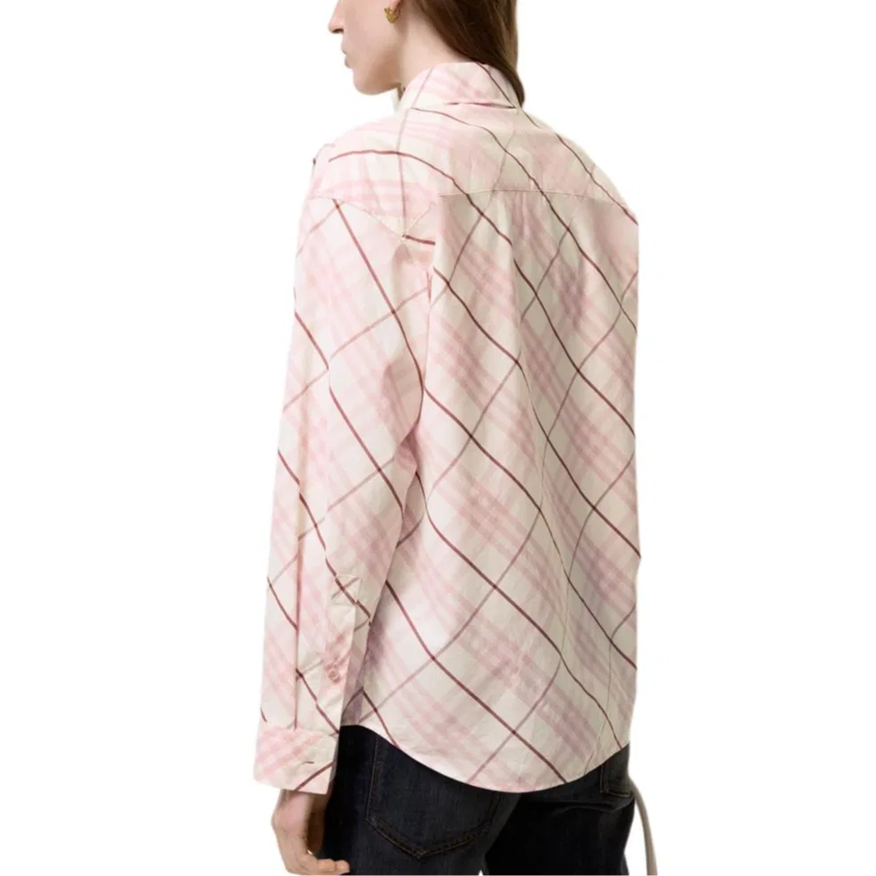 Женская рубашка с лацканами прямого кроя Pink Burberry, Pink — фото 4