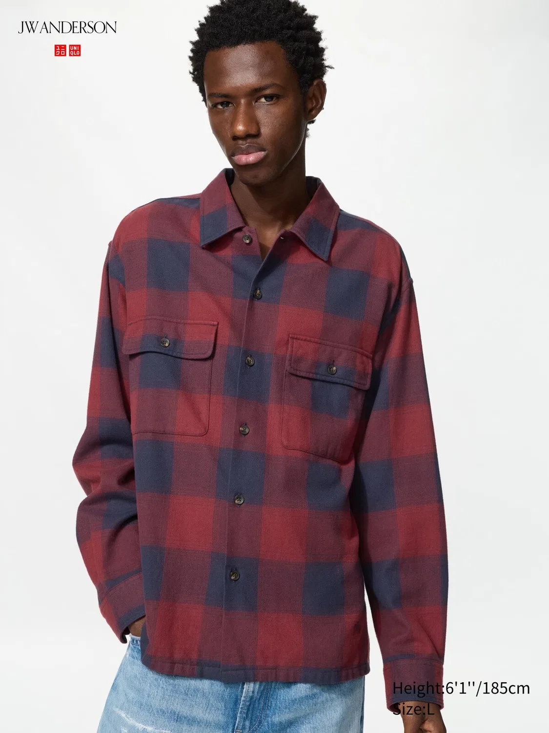 Рубашка Uniqlo, фланелевая, бордовый