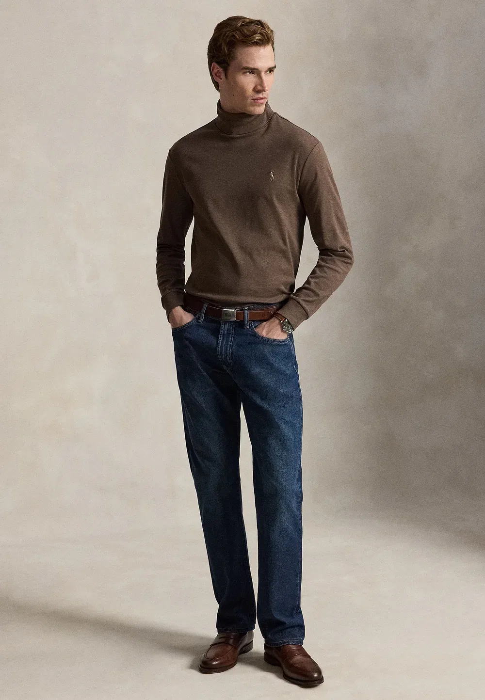 Мягкая хлопковая водолазка с длинными рукавами Polo Ralph Lauren, Nutmeg Brown Heather — фото 2