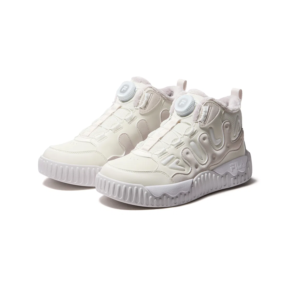 Детские повседневные кроссовки с синтетической кожей FILA KIDS, Snow/White Sand Gray — фото 4