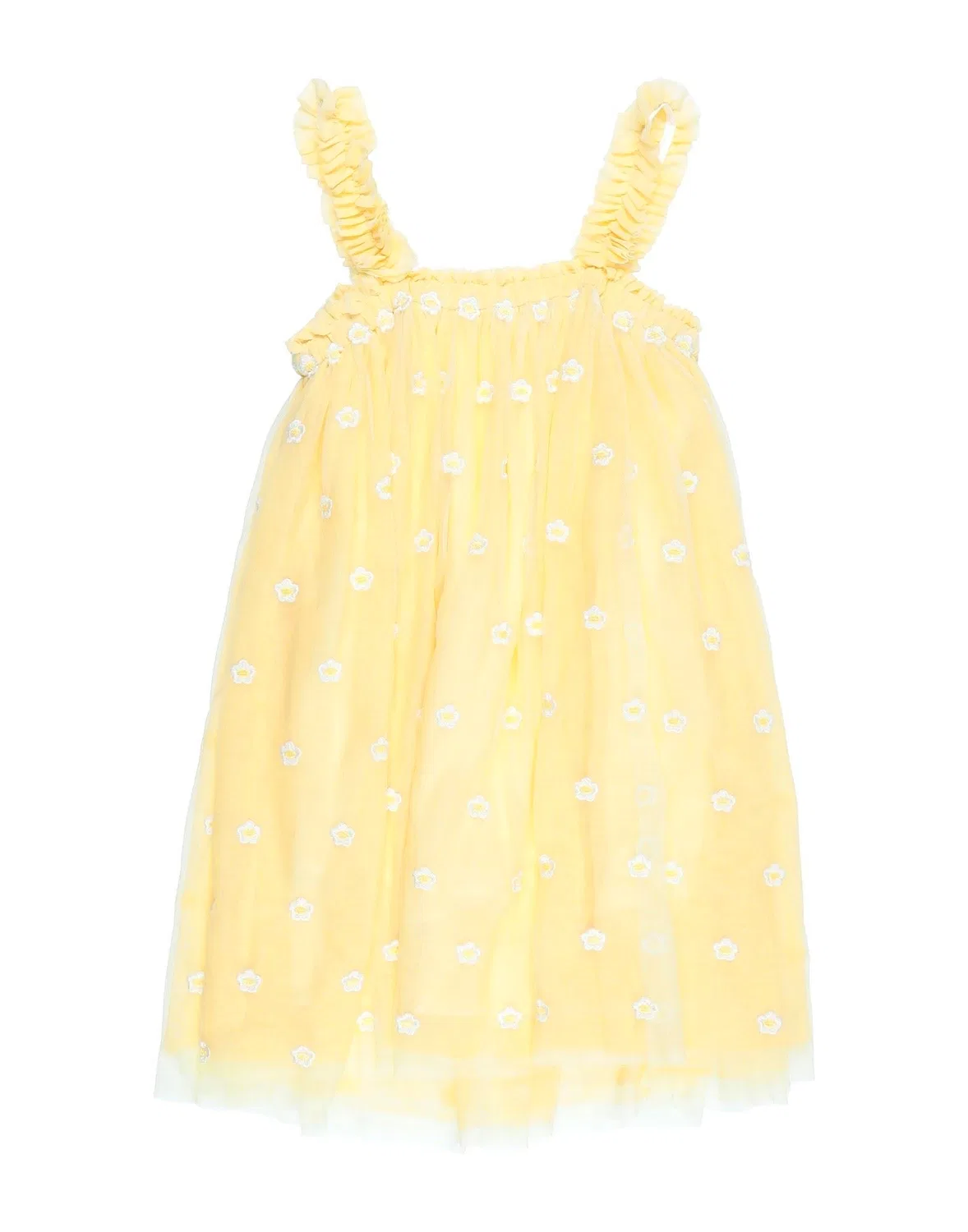 Детское платье из фатина для девочек с цветочным принтом Stella Mccartney Kids, желтый — фото 2