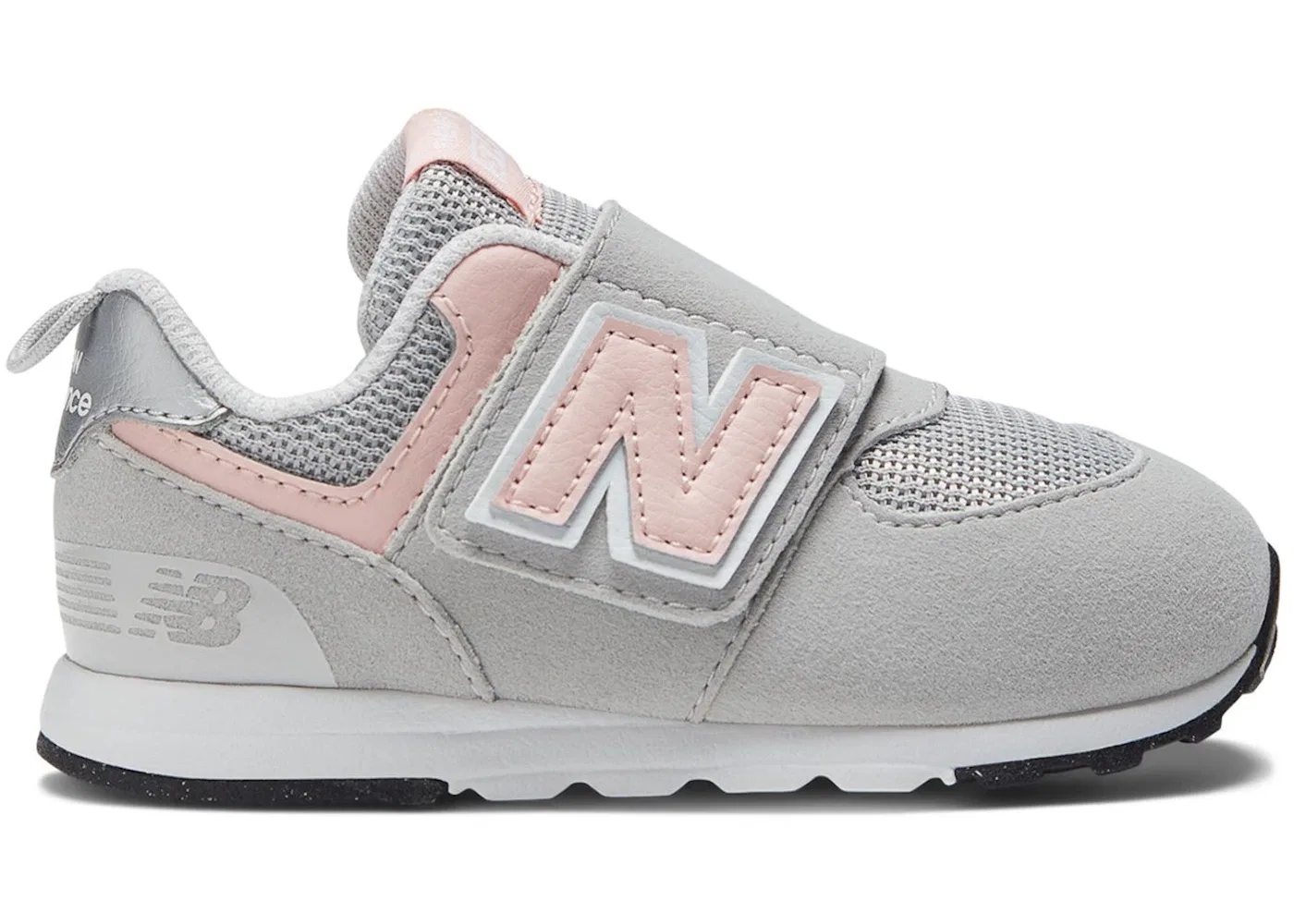 Детские кроссовки на липучках New Balance 574 Hook and Loop, Rain Cloud/Pink Haze