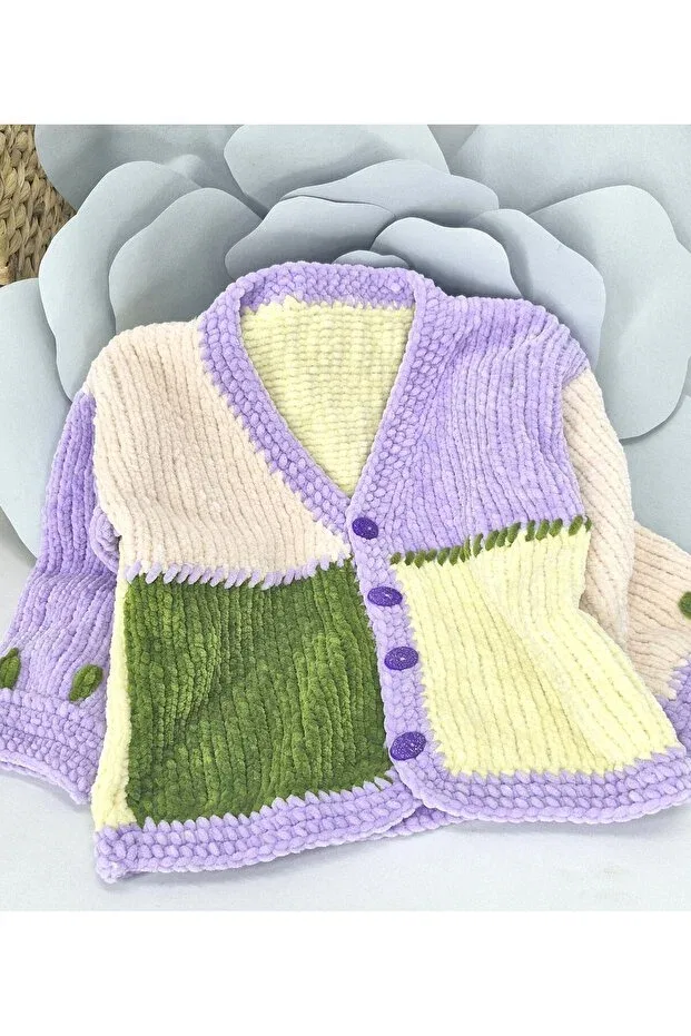 Детское пальто-кардиган для девочек хлопковое Hand Knitted Velvet Girl's Cardigan Evitle, Multicolor