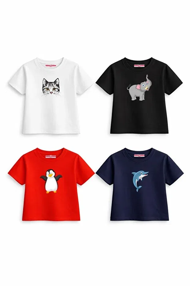 Детский комплект футболок для девочек с принтом Little wild friends Rabona Fashion, Multicolored — фото 2