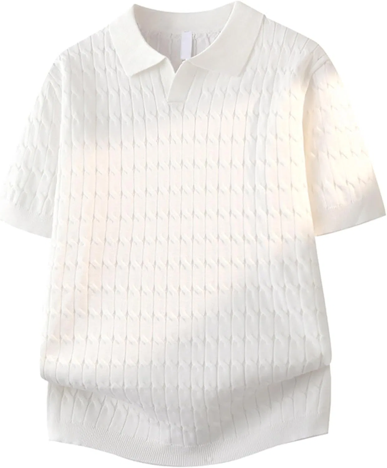 Мужская рубашка-поло с длинным рукавом, Slim Fit, белый
