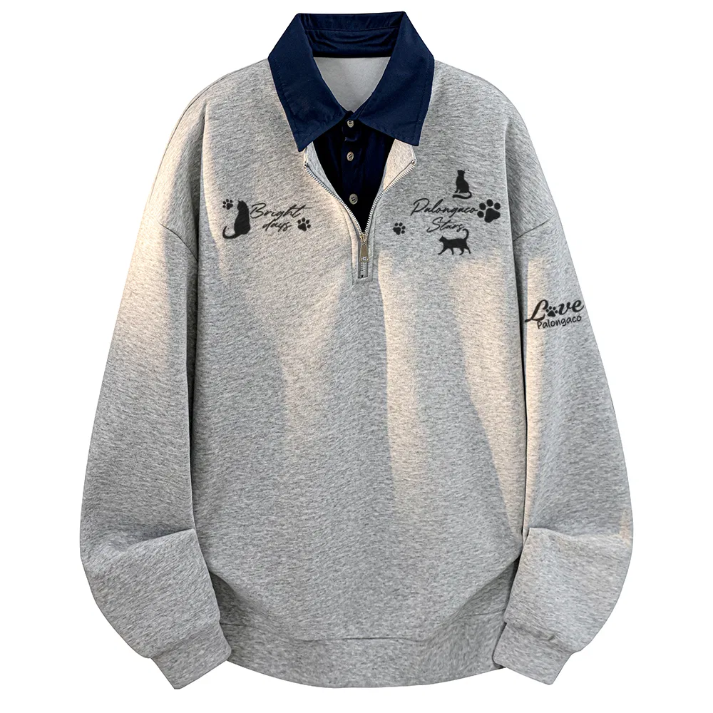 Детская толстовка с отложным воротником прямого кроя Straight Fit, PAL ONGACO, White Gray — фото 3