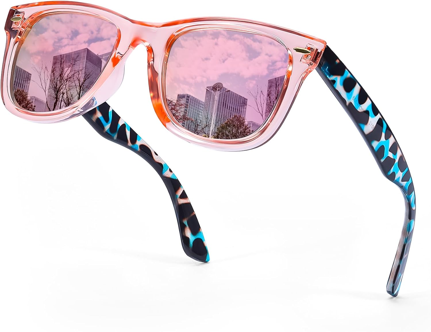 

Поляризованные солнцезащитные очки SIPHEW для женщин и мужчин - UV400, зеркальные, для пляжа, дизайнерские модные солнцезащитные очки унисекс, средний размер, A2 Flower Pink Mirror Lens